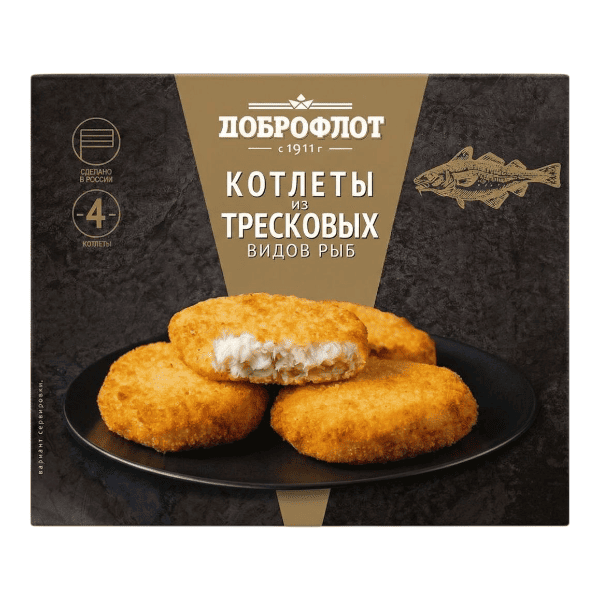 Фото Котлеты из тресковых видов рыб (фас.0.340кг) (Доброфлот) 