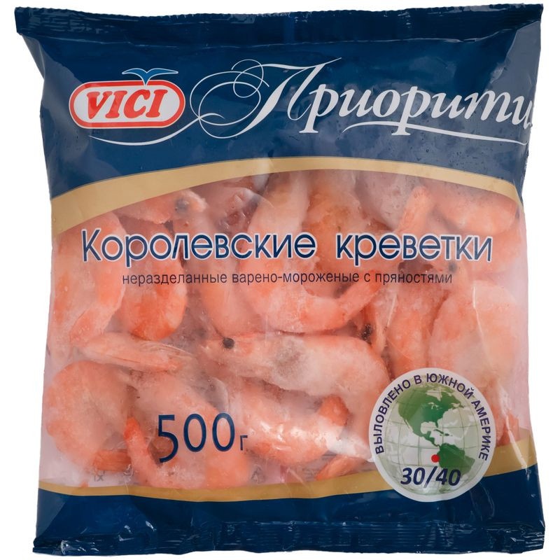 Фото Креветка в панцире королевская в/м 30/40 (фас.0.5кг) (Вичи-Русь)