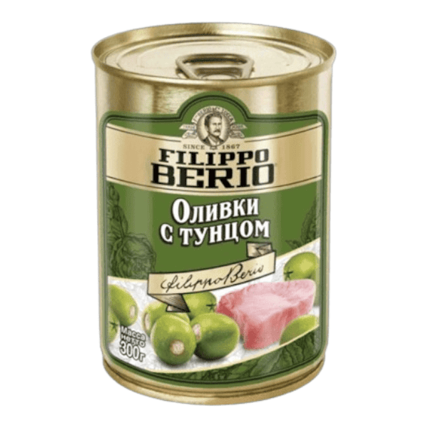 Фото Оливки фаршированные тунцом Filippo Berio 300 гр ж/б Испания