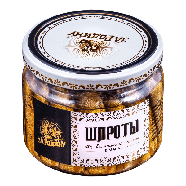 Фото Шпроты в масле из балтийской кильки тушки За Родину ст/б 270 гр